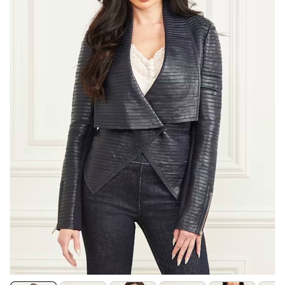 Marciano 100% Real Lamb Leather Shayna Drape Jacket
